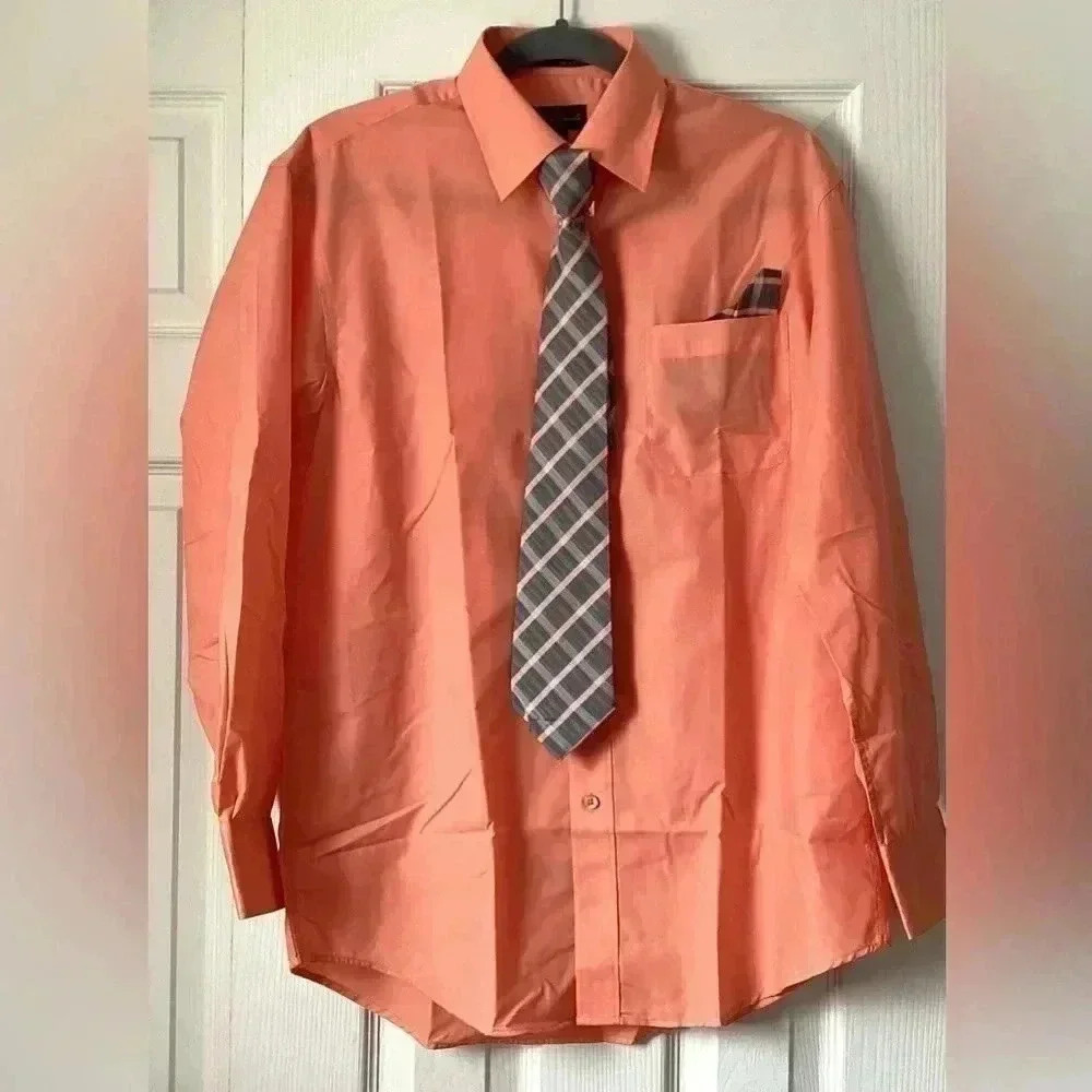 Alberto Danelli junior Dress Shirt , Matching Tie and Handkerchief, Long Sleeve